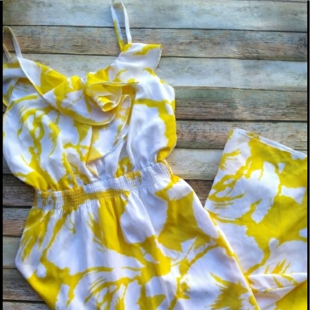 Yellow and white maxi sun dress